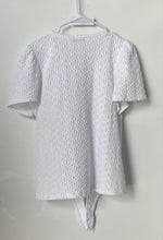 Load image into Gallery viewer, Loft Womens White Short Sleeve Collarless V-Neck Button Front Blouse Top Size L
