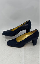 Load image into Gallery viewer, Kurt Geiger Womens Navy Blue Leather Square Toe Slip-On Pump Heels Size EU 37.5