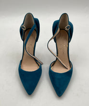 Load image into Gallery viewer, Jessica Simpson Womens Carlette Blue Suede Ankle Strap High Pump Heels Size 6M