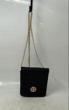 Load image into Gallery viewer, Womens Black Leather Quilted Link Chain Strap Flap Over Crossbody Bag