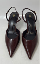 Load image into Gallery viewer, Zara Womens Brown Leather Buckle Pointed Toe Slingback Heels Size EUR 40