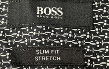 Load image into Gallery viewer, Hugo Boss Mens Black White Printed Long Sleeve Slim Fit Dress Shirt Size S 15
