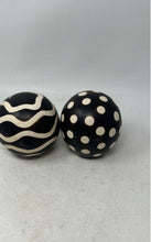 Load image into Gallery viewer, Set Of 2 Pcs Assorted Black & White Printed Ceramic Home Decorative Sphere Balls