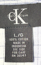 Load image into Gallery viewer, Calvin Klein Mens White Blue Plaid Long Sleeve Collared Button-Up Shirt Size L