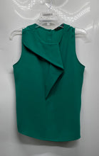 Load image into Gallery viewer, Zara Basic Womens Green Sleeveless Round Neck Button Draped Blouse Top Size L