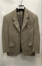 Load image into Gallery viewer, Silk & Wool Mens Brown Beige Houndstooth Lined Three-Button Blazer Size 40R