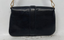 Load image into Gallery viewer, Anne Klein Womens Black Lizard Embossed Leather Detachable Strap Shoulder Bag