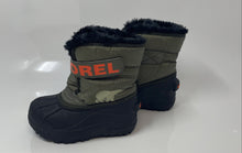 Load image into Gallery viewer, Sorel Kids Commander Black Green Waterproof Mid-Calf Snow Boots Size 10