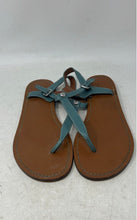 Load image into Gallery viewer, Coach Womens Light Blue Brown Leather Flat Thong Sandals Size 8.5