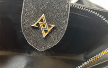 Load image into Gallery viewer, Adrienne Vittadini Womens Black Embossed Monogram Faux Leather Crossbody Bag