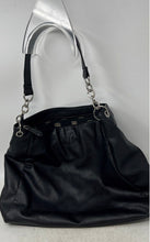 Load image into Gallery viewer, Avon Womens Black Leather Outer Flap Pocket Shoulder Strap Tote Bag