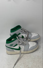 Load image into Gallery viewer, Nike Boys Air Jordan 1 Mid DQ8423 White Green Lace-Up Sneaker Shoes Size 4Y