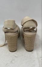 Load image into Gallery viewer, Zara Womens Beige Contrasting Ankle Tie Wedge Espadrille Sandals Size EU 37