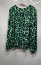 Load image into Gallery viewer, Loft Womens Green Black Floral Long Sleeve V-Neck Regular Fit Blouse Top Size L
