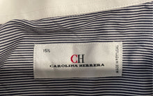 Load image into Gallery viewer, Authentic Carolina Herrera Mens Black White Striped Dress Shirt Size 15.5