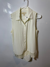 Load image into Gallery viewer, Michael Kors Womens Cream Sleeveless Collared High-Low Hem Button-Up Shirt Sz M