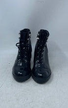Load image into Gallery viewer, Express Womens Black Faux Leather Cap Toe Block Heel Lace-Up Ankle Boots Size 7