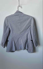 Load image into Gallery viewer, Express Womens Black White Striped Cotton 3/4 Sleeve Two-Button Blazer Size 8