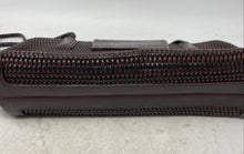 Load image into Gallery viewer, Brighton Womens Brown Woven Leather Croc Embossed Flap Magnetic Shoulder Handbag