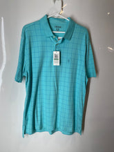 Load image into Gallery viewer, IZOD Mens Blue Check Cotton Short Sleeve Golf Polo Shirt Size Large With Tag