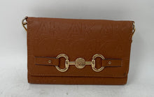 Load image into Gallery viewer, Anne Klein Womens Brown Gold Adjustable Semi Chain Strap Flap Crossbody Bag