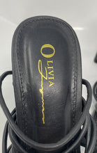 Load image into Gallery viewer, Olivia Jaymes Womens Black Knot Front Wrap Around Ankle Strap Heels Size 7