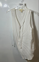Load image into Gallery viewer, Michael Kors Womens White Sleeveless Ribbed Front Zip Blouse Top Size XL