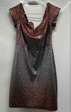 Load image into Gallery viewer, Guess Womens Gold Silver Sparkle Short Sleeve Sweetheart Neck Mini Dress Size 10