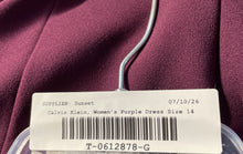 Load image into Gallery viewer, Calvin Klein Womens Purple Sleeveless Pleated Back-Zip A-Line Dress Size 14