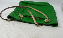 Load image into Gallery viewer, Michael Kors Womens Green Logo Embossed Double Strap Medium Shoulder Bag