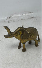 Load image into Gallery viewer, Gold-Tone Brass Engraved Decorative Elephant Figurine With Its Trunk Raised
