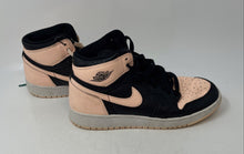 Load image into Gallery viewer, Nike Boys Air Jordan 1 Retro High OG Black Pink Lace-Up Sneaker Shoes Size 7Y