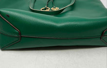 Load image into Gallery viewer, Anne Klein Womens Green Pebbled Faux Leather Double Handle Charm Tote Bag