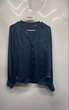 Load image into Gallery viewer, Banana Republic Womens Blue Long Sleeve V-Neck Button Front Blouse Top Size XS