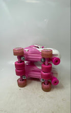 Load image into Gallery viewer, Neon Kids Pink White 4-Wheel Adjustable Ratchet Buckle Roller Skates Size 3-6