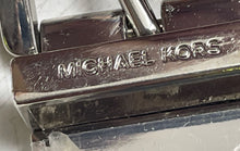Load image into Gallery viewer, Michael Kors Womens Black Signature Print Adjustable Buckle Reversible Belt