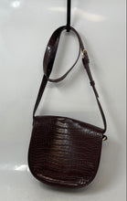 Load image into Gallery viewer, J.Crew Womens Brown Croc Embossed Leather Adjustable Strap Crossbody Purse