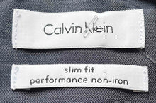 Load image into Gallery viewer, Calvin Klein Mens Gray Cotton Slim Fit Non-Iron Long Sleeve Dress Shirt Sz 16.5