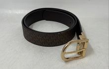 Load image into Gallery viewer, Michael Kors Womens Brown Monogram Adjustable Buckle Reversible Waist Belt