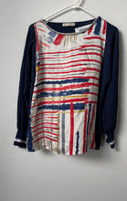 Load image into Gallery viewer, Purificacion Garcia Womens Multicolor Abstract Print Long Sleeve Blouse Top Sz M