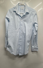 Load image into Gallery viewer, Calvin Klein Boys Blue Geometric Slim Fit Stretch Long Sleeve Dress Shirt Sz 20