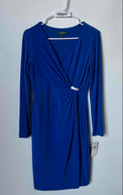 Load image into Gallery viewer, Lauren Ralph Lauren Womens Blue Long Sleeve Faux Wrap Sheath Dress Sz 6P W/ Tag