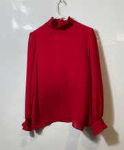 Load image into Gallery viewer, Worthington Womens Red Mock Neck Long Sleeve Pullover Blouse Top Size Large