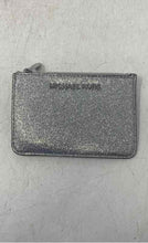 Load image into Gallery viewer, Michael Kors Womens Silver Glitter Zipper ID Window Card Holder Wallet