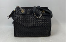 Load image into Gallery viewer, Charter Club Womens Black Leather Woven Inner Pocket Double Strap Shoulder Purse