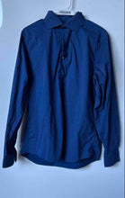 Load image into Gallery viewer, Calvin Klein Mens Blue White Printed Long Sleeve Stretch Dress Shirt Size M 15.5