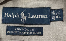 Load image into Gallery viewer, Ralph Lauren Mens Gray Cotton Long Sleeve Yarmouth Collared Dress Shirt Sz 16.5
