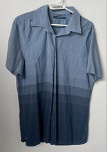 Load image into Gallery viewer, Perry Ellis Mens Blue Striped Print Cotton Short Sleeve Button-Up Shirt Size L/G
