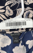 Load image into Gallery viewer, Ann Taylor Womens Black Floral Short Sleeve Keyhole Round Neck Blouse Top Sz XS