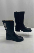 Load image into Gallery viewer, London Rag Womens Soora Black Faux Leather Side-Zip Mid-Calf Biker Boots Size 9